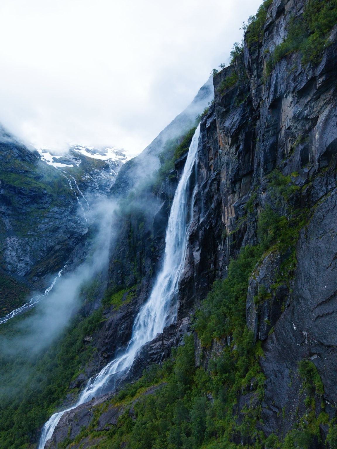 Waterfall and mountain